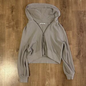 Abercrombie + Fitch Gray Hooded Zip-Up Sweater